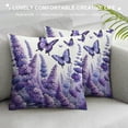 thumbnail image 3 of GOSMITH  Lavender Pillow Covers Spring Purple Floral Throw Pillow Cases Summer Flower Butterfly Pillowcases Art Outdoor Decorative Cushion Case for Home Sofa Couch Bed, 3 of 5