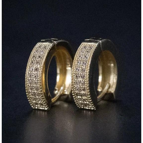 Lab Created Diamond Women's Men's Huggie Hoop Earrings in 14K Yellow Gold Plated