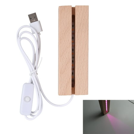 

POYOGA Rectangle LED Light Display Base Stand Night Light Base Wood Light Display Base Pedestal for Resin Art Multicolor Light
