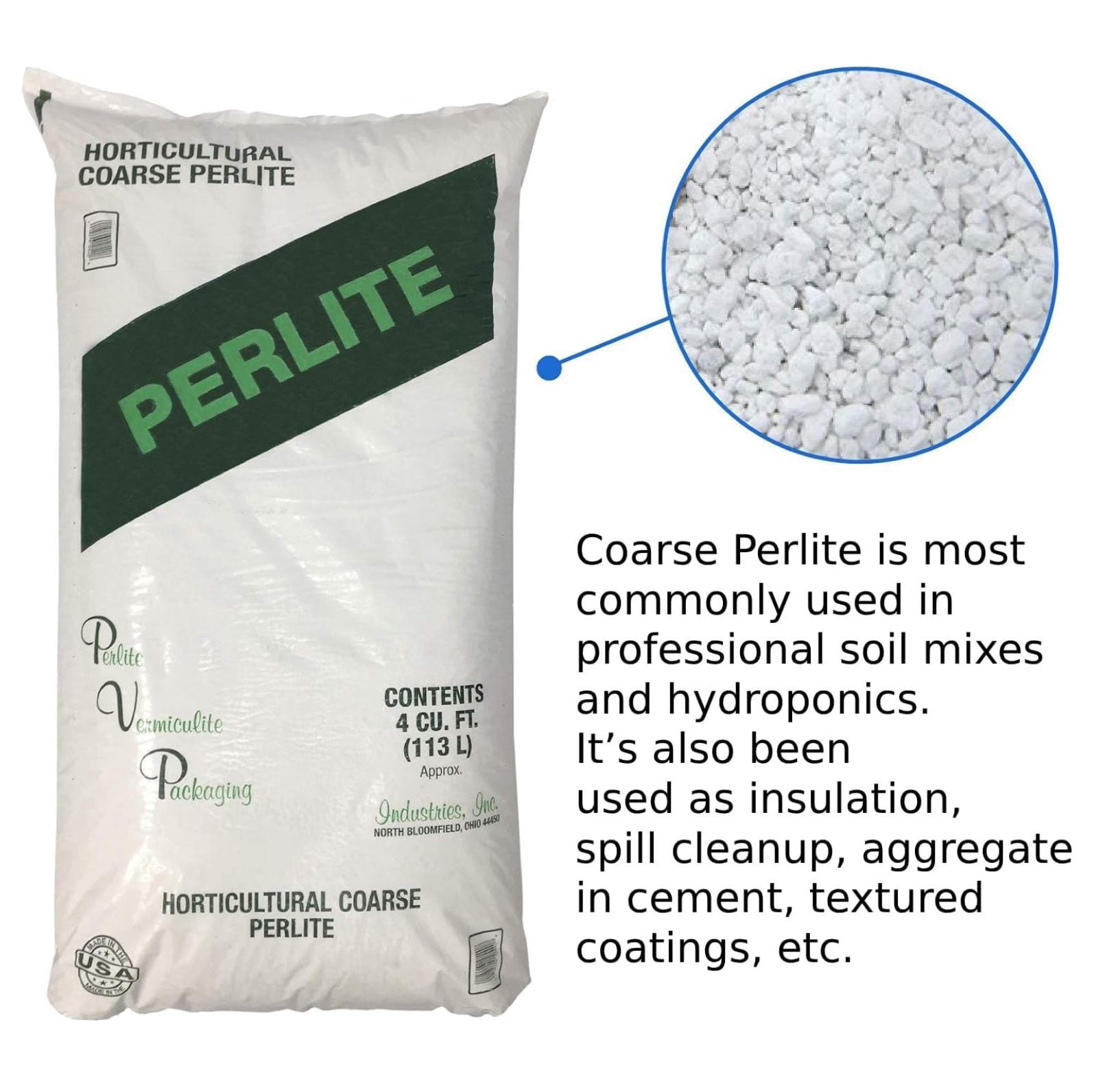 Organic Perlite Planting Soil Additive, White, 4-Cubic Feet