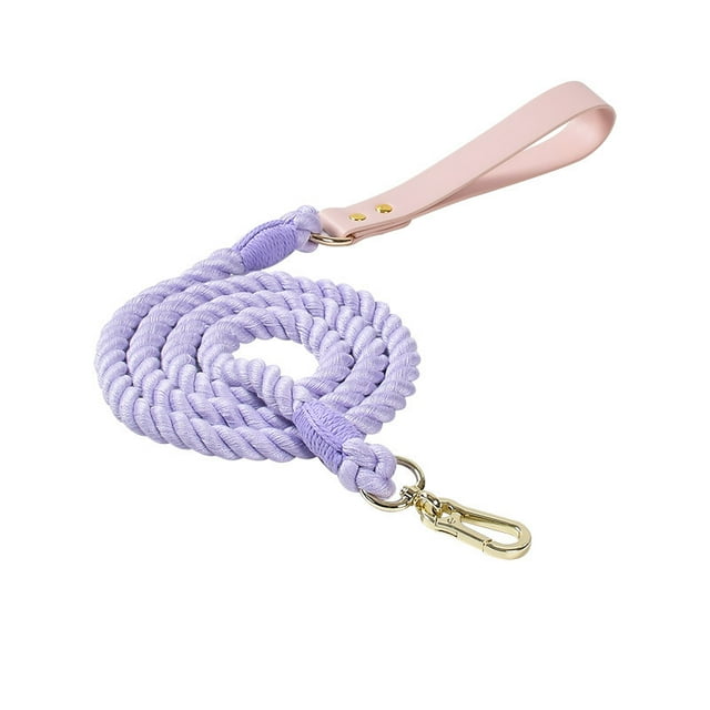 Dog Rope with Soft Leather Handle Thick Dog Lead Leash for Large Medium Small Dogs (Blue Purple, 120cm*1.2cm)