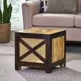 thumbnail image 4 of Westby Mango Wood and Cane Square Cube Ottoman,Natural Wood Furniture Primary Living Space Ottomans, 4 of 9