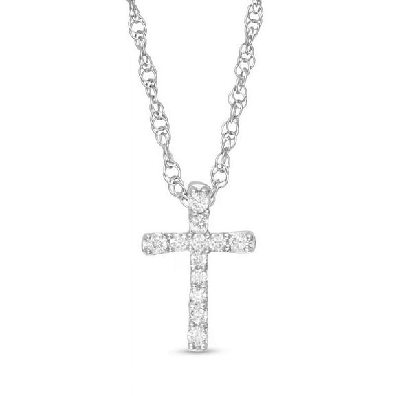 1.00 T.C.W Stunning Round Genuine Diamond Divnie Cross Necklace for Women 14K White Gold With 18 inches chain
