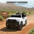 thumbnail image 3 of 24V 2 Seater Ride on Car for Kids, Licensed Chevrolet Silverado Ride on Toys Truck with Remote Control, Bluetooth, LED Lights, Kids Cars Electric Vehicles for Boys Girls Ages 3-8 Gifts, White, 3 of 10