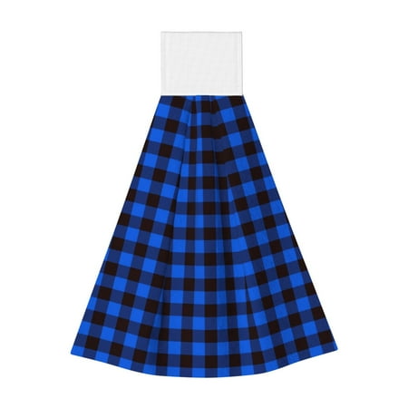 

Easygdp Buffalo Plaid Blue Black Kitchen Hand Towels Hanging Tie Towels Fast Drying Dish Cloth with Loop for Bathroom Restroom Home Decor