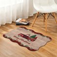 thumbnail image 2 of Scalloped Door Mat 18x30", Red Plaid Christmas Absorbent Non Slip Welcome Mats for Front Door, Truck Xmas Tree Vintage Winter Wooden Diatomaceous Entryway Rug for Indoor Bathroom Kitchen Entrance, 2 of 9