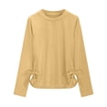 thumbnail image 5 of newwalpole Girls Long Sleeve Shirts Ruched Knot Side Tunic Blouse Tee Tops Khaki for Size 3-4 Years, 5 of 5