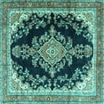 thumbnail image 1 of Ahgly Company Machine Washable Indoor Square Medallion Turquoise Blue Traditional Area Rugs, 4' Square, 1 of 4