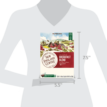 New England Coffee Breakfast Blend, Medium Roast, Single Serve Pods, 24 Count Box