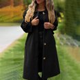 thumbnail image 2 of JGGSPWM Women's Elegant Pea Coat Single Breasted Winter Overcoat with Pockets Big Lapel Open Front Long Jacket Black 3XL, 2 of 8