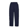 thumbnail image 5 of Bovemsi Women's Casual Pants Fashion Solid Color Cotton Linen Elastic Seven Beach with Pockets, 5 of 7