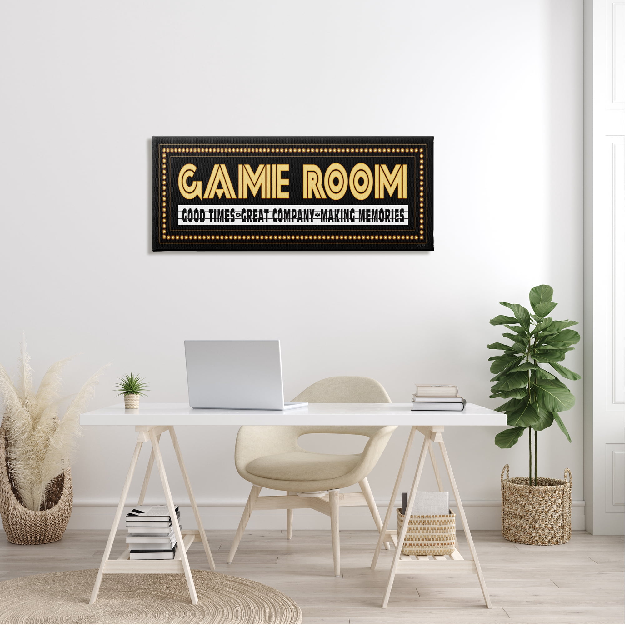 Stupell Industries Arcade Game Room Quote Vintage Style Sign , 48 x 20, Design by Cindy Jacobs