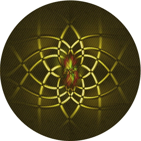 Ahgly Company Indoor Round Patterned Dark Bronze Brown Area Rugs, 3' Round