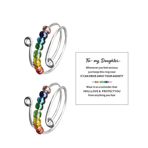 Designice Fidget Ring Women，Can Alleviate Anxiety Spinner Ring，Multiple Colors Adjustable Rings for Women