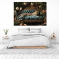 thumbnail image 3 of Mudket Framed Leopard on Teal Velvet Sofa Canvas Wall Art, Floral Leopard Print Wall Decor for Living Room, Luxury Animal Wall Art Ready to Hang - 12"L x 8"W, 3 of 10