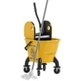 thumbnail image 2 of HOMCOM Mop Bucket with Wringer on Wheels for Floor Cleaning, 27.5 Quart Down Press Wringer with Handle and Mop, Yellow, 2 of 9