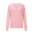thumbnail image 5 of WTXUE Women's V-Neck Tunic Sweater with Pockets Soft Knitted Pullover Long Sleeve Lightweight Knit Pullover Tops Business Casual Sweaters Fall Outfits Pink S, 5 of 6