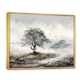 thumbnail image 2 of Designart "Monochrome Misty Tree horizon II" Floral Floater Framed Wall Art Living Room, 2 of 7