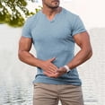 thumbnail image 2 of FRSASU Men's Muscle Slim T-Shirts Soft Stretch Slim Fit Short Sleeve Compression Shirt Bodybuilding Gym Workout Athletic Tops Light Blue, 2 of 6