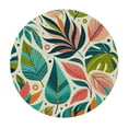 thumbnail image 4 of PIKWEEK Outdoor Fitted Tropical Summer Hawaiian Style Coral Orange Aqua Blue Green Leaf Print Round Tablecloth White, 4 of 8