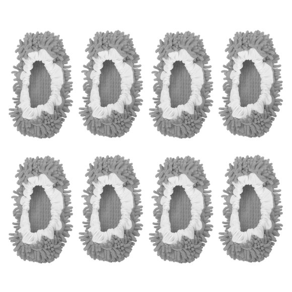 Uxcell Mop Slippers Washable Chenille Duster Cleaning Shoes Cover Dark Grey 8 Pack