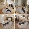 thumbnail image 5 of Coastal Oystercatcher Round Area Rug 4Ft Washable Circle Rugs for Bedroom Dining Room, Beach Ocean Black White Bird Non-Slip Carpet Floor Mats Indoor Outdoor Carpet Runner Aesthetic Home Decor, 5 of 8