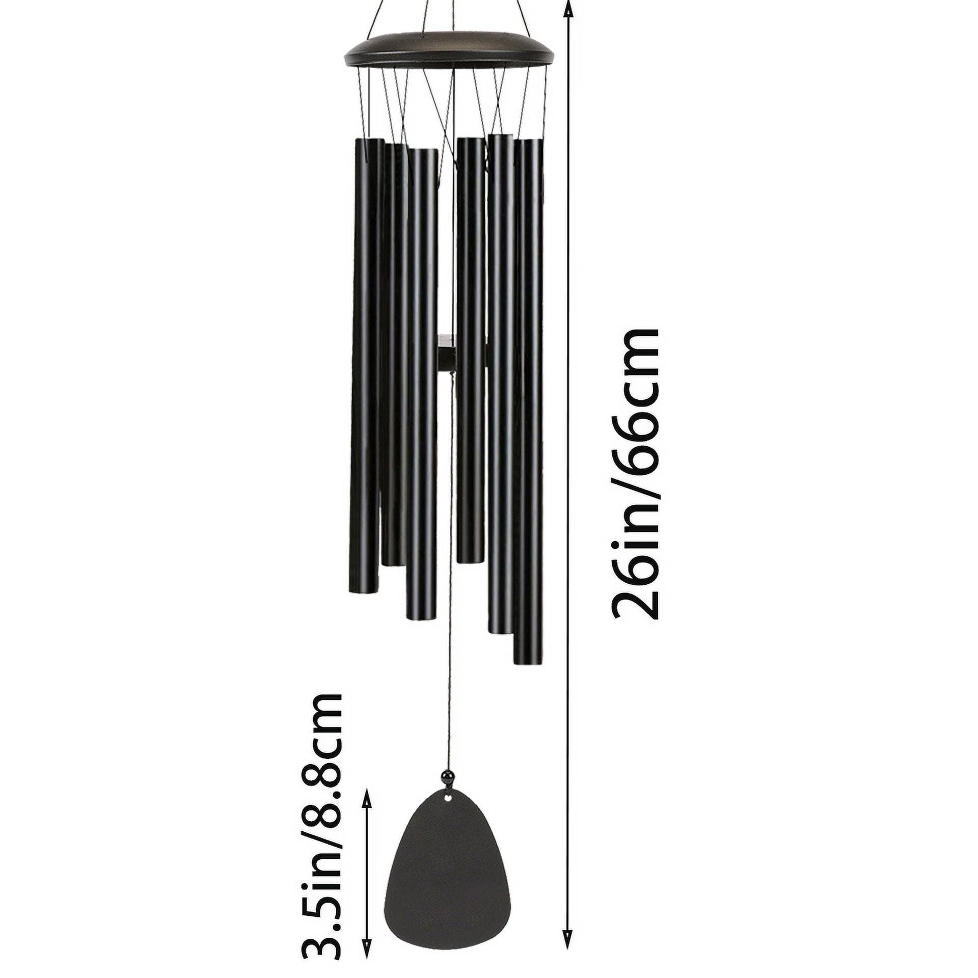 KJRIVER Black Anodized Aluminum Wind Chimes,26'' Memorial Sympathy 5 Metal Tubes Garden Decor