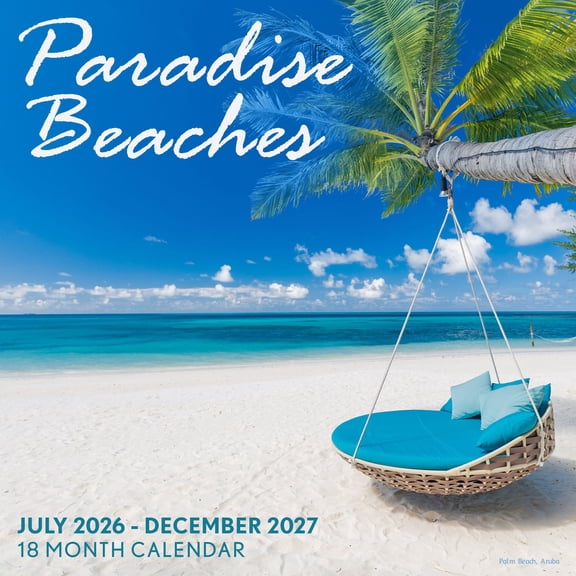 EcoEarth 18-Month Vertical Wall Calendar, Paradise Beaches, 11" x 17", 2026 - 2027