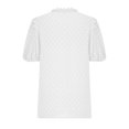 thumbnail image 5 of Summer Tops for Women Trendy V Neck Lace Trim Puff Short Sleeve T Shirt Casual Loose Fit Going out Tunic Blouses, 5 of 7