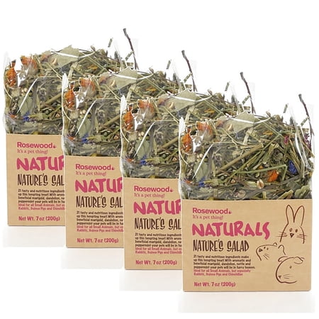Rosewood Naturals: Nature's Salad - 4 Pack, 7oz Bags - Small Animal Treat, Blends 21 All Natural Ingredients, Flower-Plant Mix, Rabbit-Guinea Pig-Pet