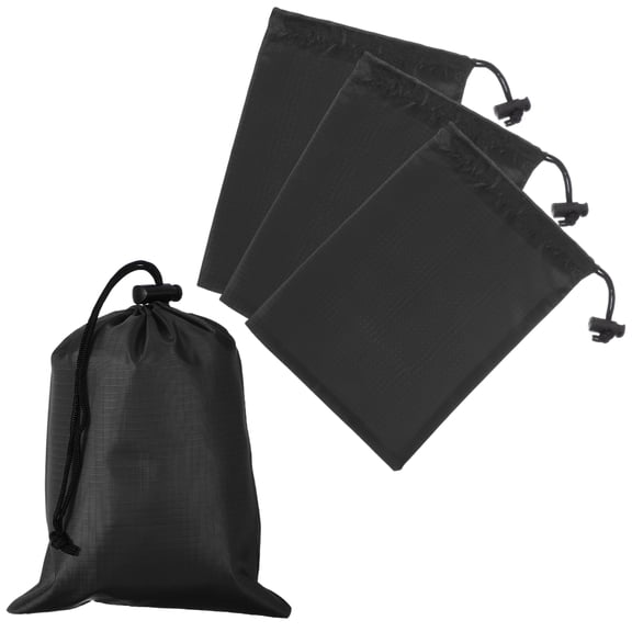 Uxcell Drawstring Bag with Toggle, Stuff Sack String Waterproof Travel Storage Bags for Gym Travel 6 x 8 Inch & 4 Pack & Black