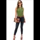 thumbnail image 1 of Top Sin Mangas con Cuello en V de Color Liso para Mujer, Verde, Talla S, 1 of 7