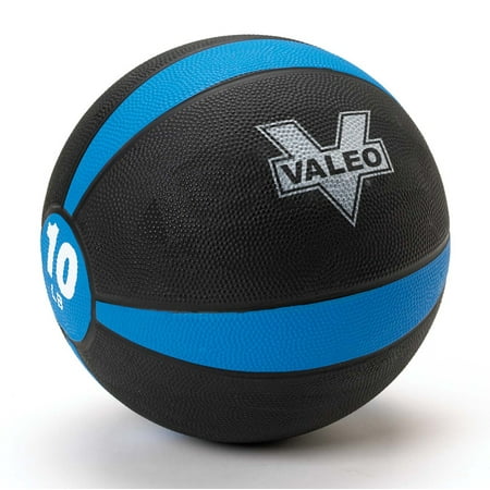 Valeo 10-Pound Medicine Ball With Sturdy Rubber Construction And Textured Finish, Weight Ball Includes Exercise Chart For Strength Training, Plyometric Training, Balance Training And Muscle