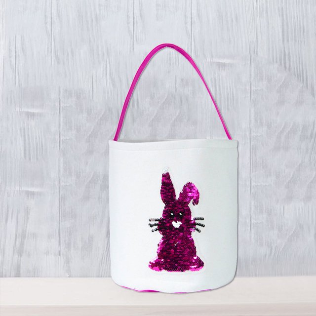 Liquidation! Ymkly Décoration Maison, Fond Rond en Sequins Lapin Portable Sac en Tissu pour Enfants Panier à Ufs, Rangement