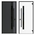 thumbnail image 2 of Front Exterior Prehung Steel Door / Ronex 0144 Grey / Top Exterior Window Sidelite / Entry Metal Modern Painted W36" x H80+16" Right hand Inswing, 2 of 5