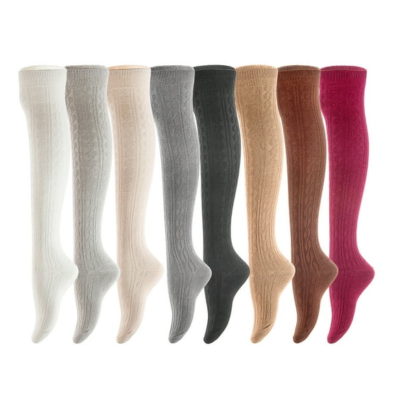 Women's 4 Pairs Soft Thigh High Cotton Boot Socks M1024 Size 6-9(Assorted)