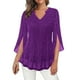 thumbnail image 2 of AUNVITO Women's Party Top V-Neck 3/4 Sleeve with Sparkly Gold Print and Breathable Mesh Elegant and Glamorous Party Style, 2 of 7