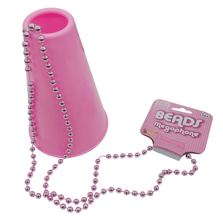 33 in Bead Necklace with Megaphone, Fun Cheer Accessory for Pep Rallies, Sports Events, Spirit Parties, Vibrant Beads Add Festive Flair for Fans, Teams, Celebrations, Pink