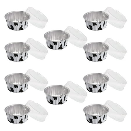 

New Year s Deals! Iuhan 10PC 4.2oz Reusable Aluminum Foil Tin Cup Pudding Cup Mini Chocolate Molten Pans Non-Stick Cupcake Cake Cookie Pudding Mold Aluminum Foil Baking Cups with Lids