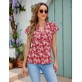 thumbnail image 2 of Womens White Blouse V Neck Ruffle Sleeve Flowy Shirts Dressy Casual Cute Summer Tops, 2 of 4