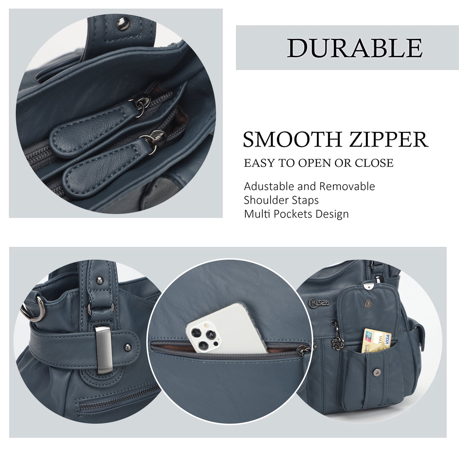 KL928 Women Multi Pocket Satchel Handbags Top Handle Purse Tote Bag Leather Shoulder Bag