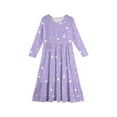 thumbnail image 5 of XADYUY Girls Long Sleeve Dress Casual A-Line Long Sleeve Maxi Dress Polka Dot Crew Neck Sundresses Tiered Holiday Dresses with Pockets,Light Purple, 5 of 5