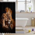 thumbnail image 3 of Manfei Jungle Couple Lion Shower Curtain 72Wx78L, Valentine's Day Animal Print Bath Curtain, Black Brown, 3 of 5