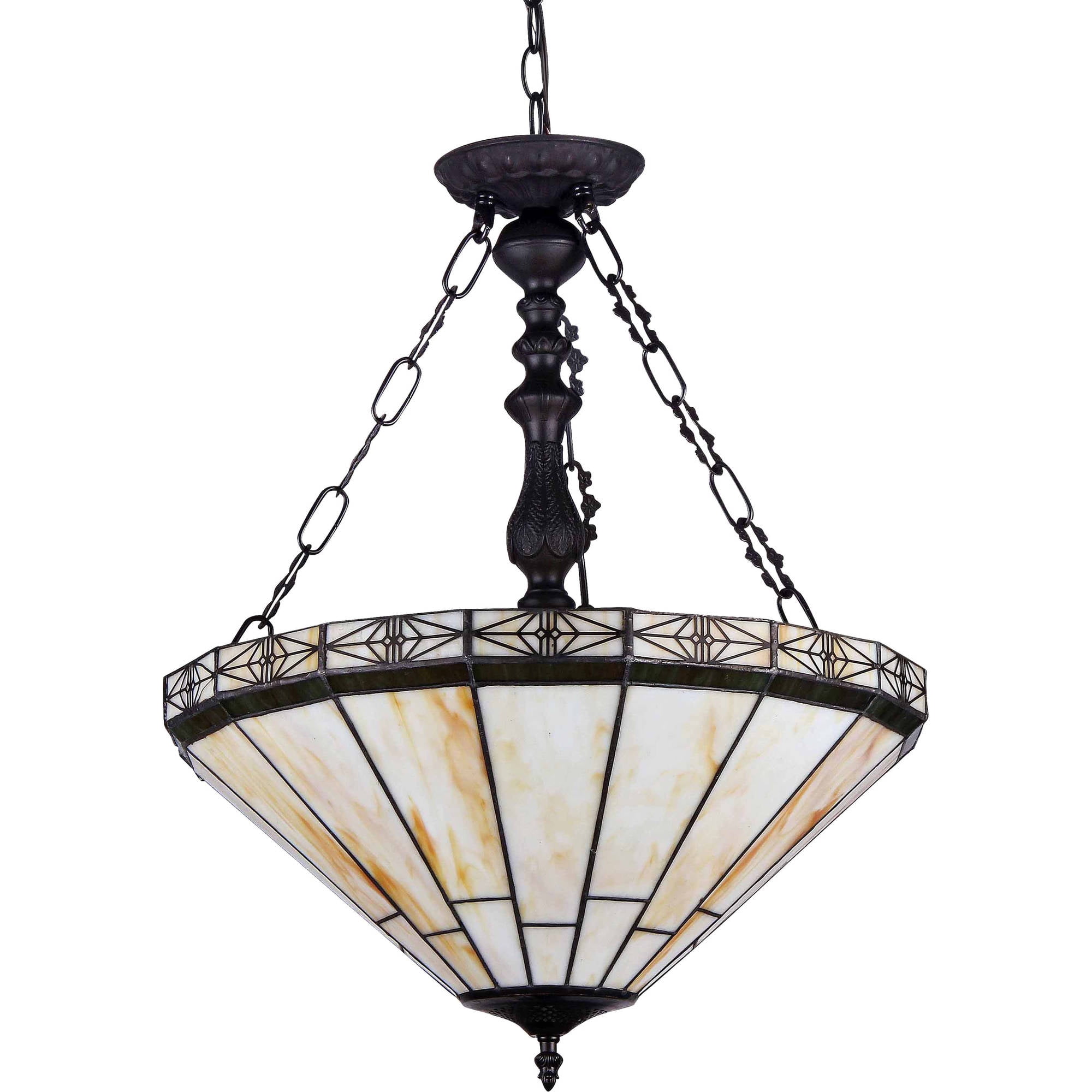 BELLE Tiffany-style 2 Light Mission Inverted Ceiling Pendant Fixture 18" Shade