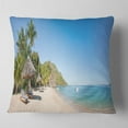 thumbnail image 2 of Designart Beach with Chairs and Umbrellas - Seashore Photo Throw Pillow - 18x18, 2 of 5
