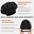 thumbnail image 2 of Gorro de dormir de satén para hombre, reversible, doble capa para cabello rizado y trenzas, talla grande, color negro., 2 of 5