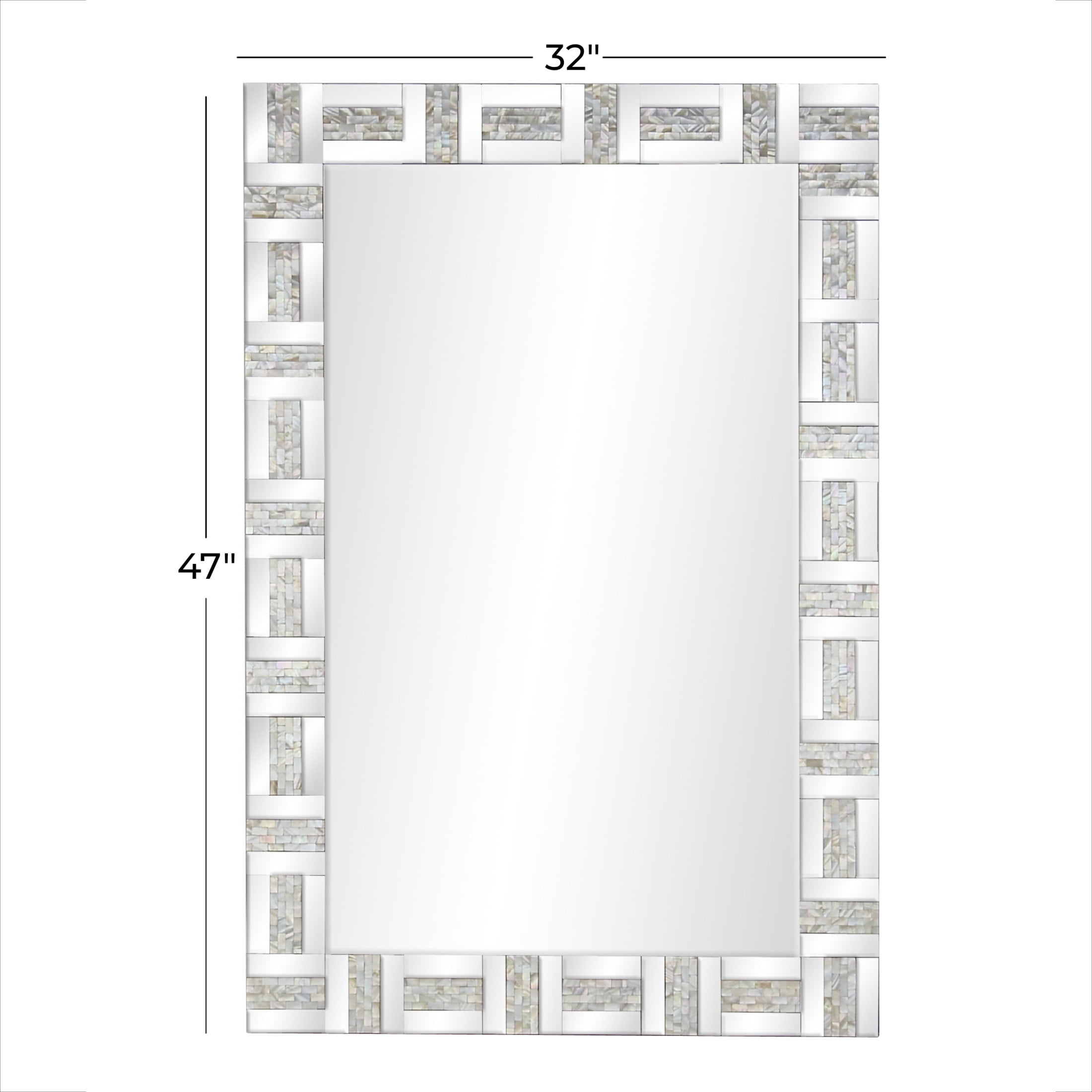 DecMode 32" x 47" Silver Geometric Wall Mirror