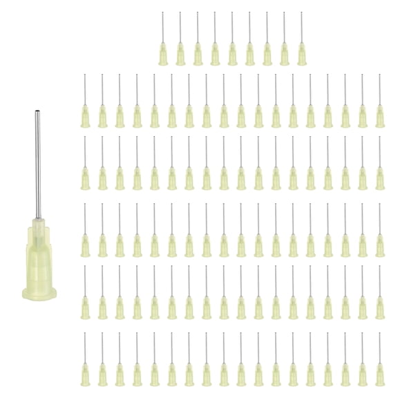 Paquete de 100 agujas de dispensación de punta roma, puntas de acero inoxidable de 19 gauge con bloqueo Luer, aguja de dispensador roma de 1" para medir y rellenar tintas y cremas