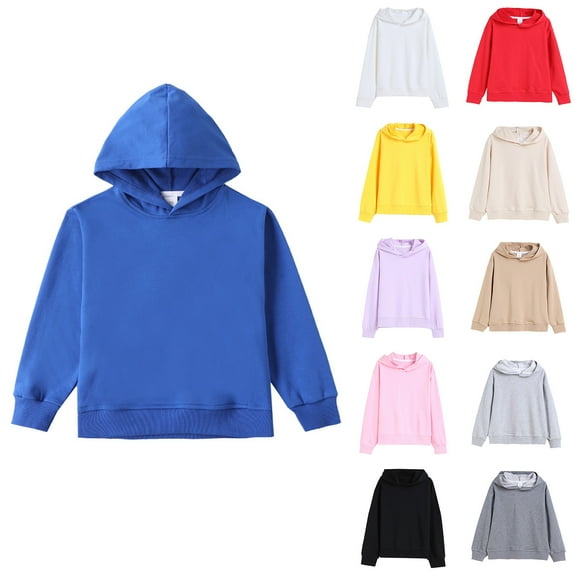 MKOSPLRT Solid Hoodies for Girl Long Sleeve Lounge Sweatshirts Loose Fit Pullover Tops Lightweight Fall Sweat Shirts Kids Clothing