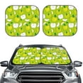 thumbnail image 2 of Kll Green Apple Windshield Sun Shade 2-Piece Foldable Car Front Window Sunshade For Most Sedans Suv Truck- Medium, 2 of 7